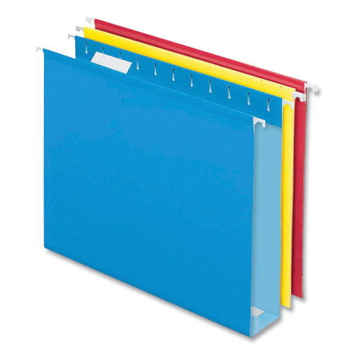 Image of Colored Reinforced Hanging Folders, Letter Size, 1/5-Cut Tabs, Assorted Colors, 12/Box