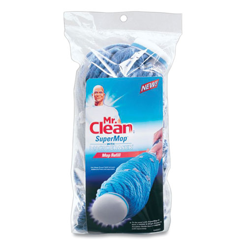 Mr. Clean® Supermop With Magic Eraser Mop Refill, Cotton, Blue
