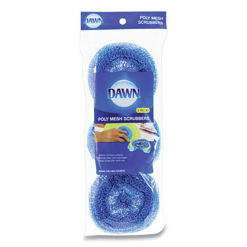 Dawn® Poly Mesh Scrubbers, Blue, 3/Pack