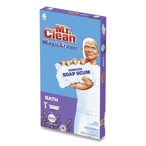 Image of Mr. Clean® Magic Eraser Bathroom Scrubber, 4.6 X 2.3, White, 4/Pack