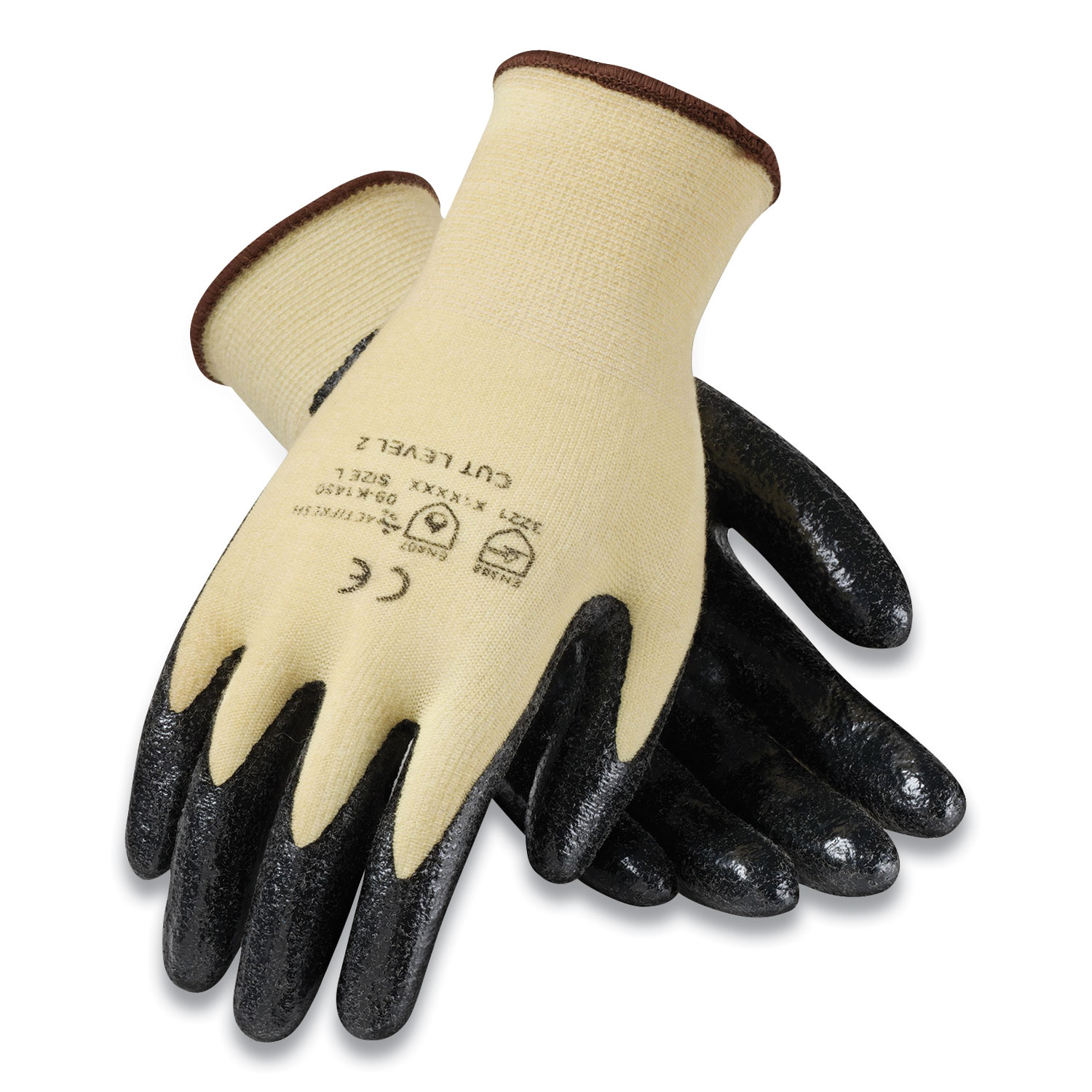 KEV Seamless Knit Kevlar Gloves, Medium, Yellow/Black, 12 Pairs