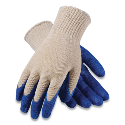 Seamless Knit Cotton/Polyester Gloves, Regular Grade, X-Large, Natural/Blue, 12 Pairs
