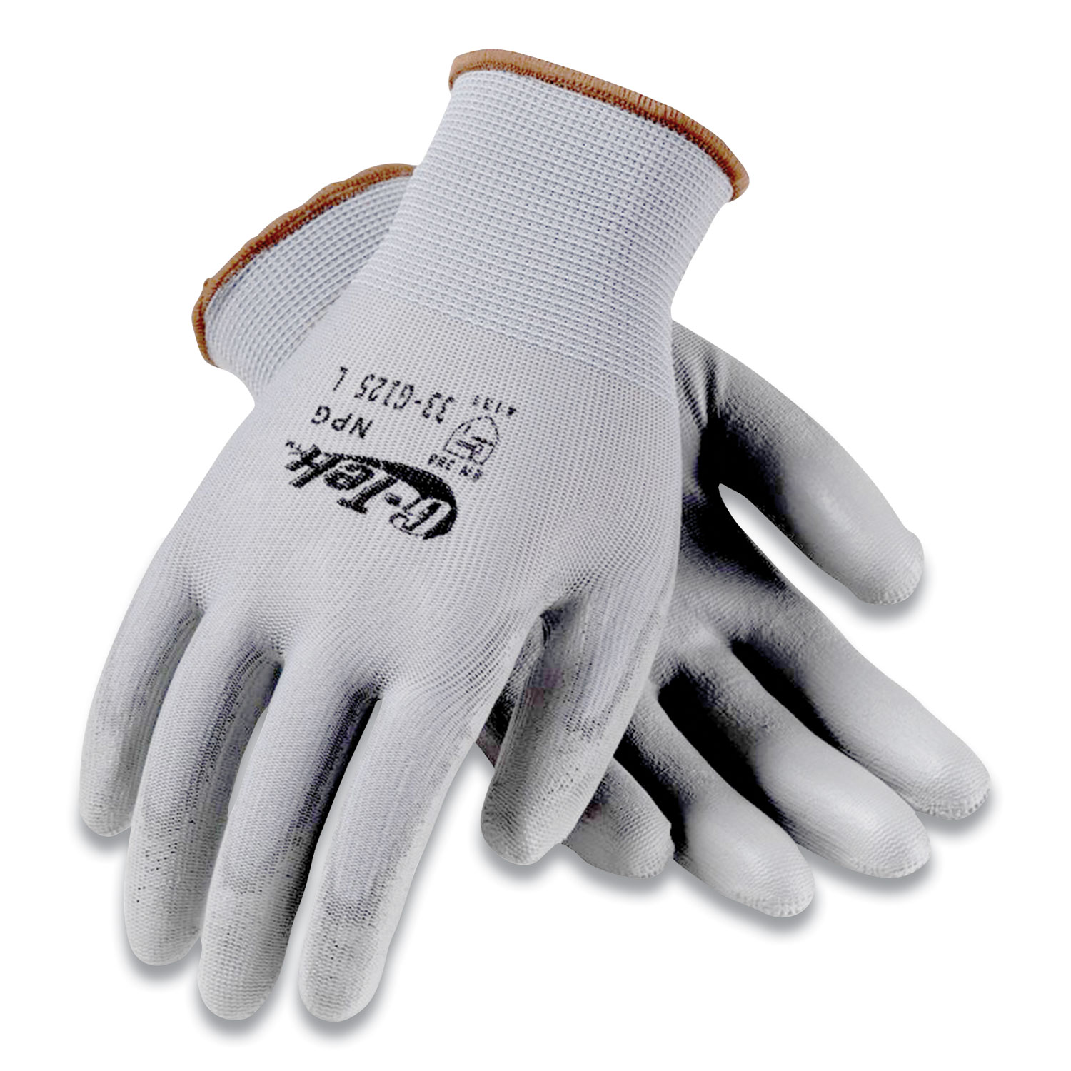 G-Tek® GP Polyurethane-Coated Nylon Gloves, Large, Gray, 12 Pairs