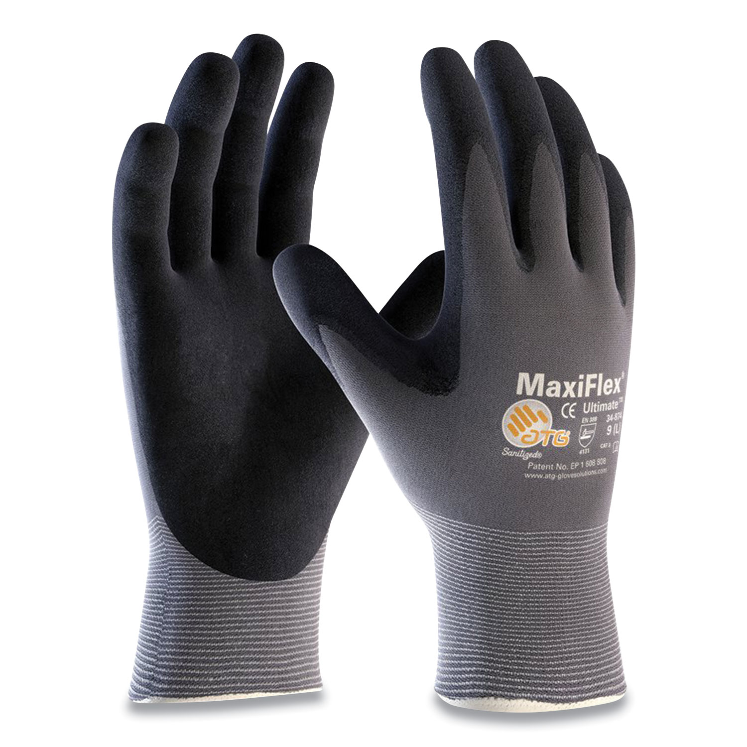 PVC-Dotted Cotton/Polyester Work Gloves, Large, Gray/Black, 12 Pairs -  Zerbee