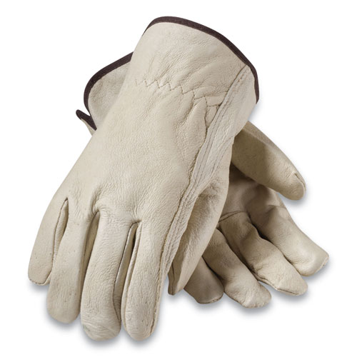 Image of Pip Top-Grain Pigskin Leather Drivers Gloves, Economy Grade, Medium, Gray