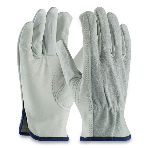 Image of Pip Top-Grain Leather Drivers Gloves With Shoulder-Split Cowhide Leather Back, X-Large, Gray