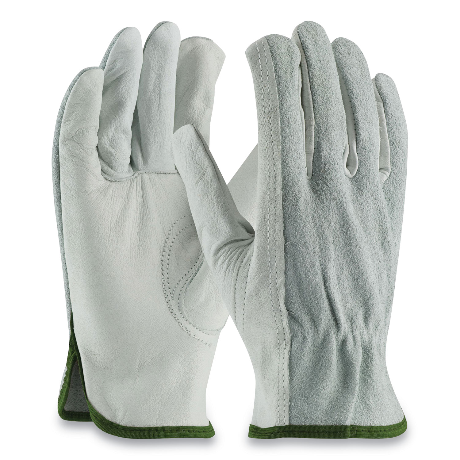 Image of Top-Grain Leather Drivers Gloves with Shoulder-Split Cowhide Leather Back, Medium, Gray