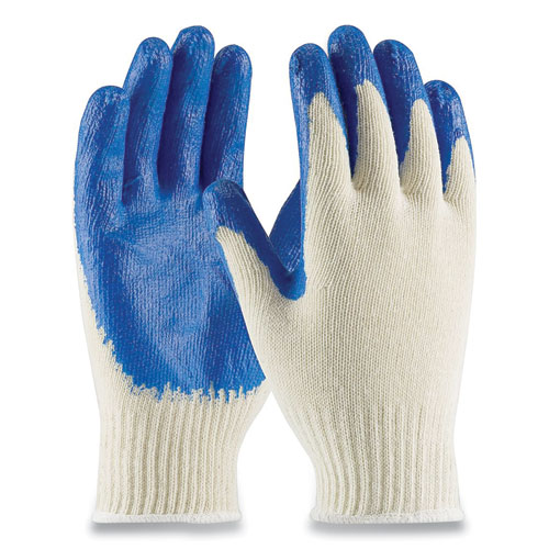 Image of Seamless Knit Cotton/Polyester Gloves, Regular Grade, Large, Natural/Blue, 12 Pairs