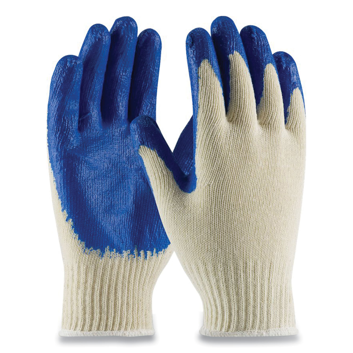 Seamless Knit Cotton/Polyester Gloves, Regular Grade, Small, White/Blue, 12 Pairs