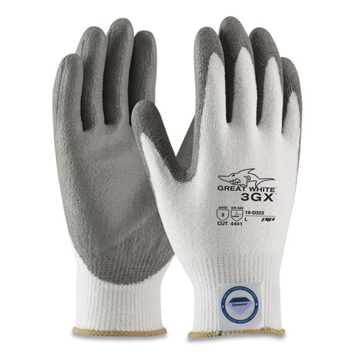 Image of Great White 3GX Seamless Knit Dyneema Diamond Blended Gloves, X-Large, White/Gray