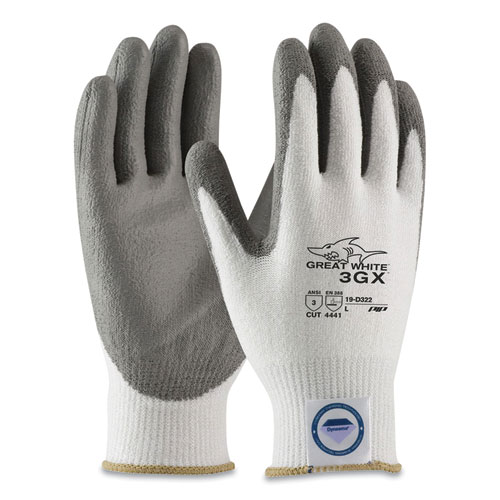 Image of Great White 3GX Seamless Knit Dyneema Diamond Blended Gloves, Large, White/Gray