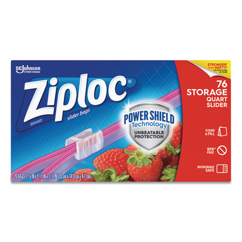 Ziploc® Slider Storage Bags, 1 gal, 9.5" x 10.56", Clear, 9/Carton