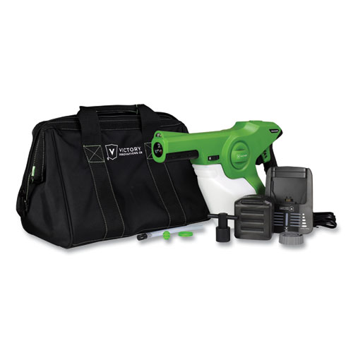 Image of Professional Cordless Electrostatic Handheld Sprayer, 33.8 oz, 0.65" x 48" Hose, Green/Translucent White/Black