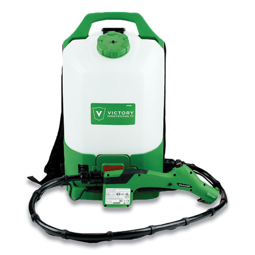 Image of Victory® Innovations Co Professional Cordless Electrostatic Backpack Sprayer, 2.25 Gal, 0.65" X 48" Hose, Green/Translucent White/Black