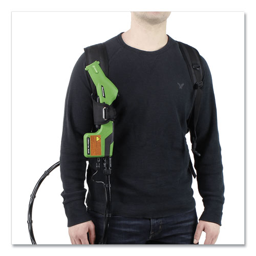 Image of Professional Cordless Electrostatic Backpack Sprayer, 2.25 gal, 0.65" x 48" Hose, Green/Translucent White/Black