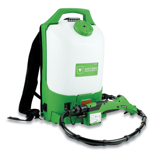 Image of Professional Cordless Electrostatic Backpack Sprayer, 2.25 gal, 0.65" x 48" Hose, Green/Translucent White/Black