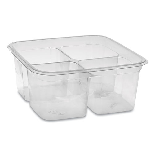 EARTHCHOICE PET CONTAINER BASES, 6.13 X 6.13 X 2.61, 32 OZ, 4-COMPARTMENT, CLEAR, 360/CARTON