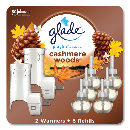 Plugin Scented Oil, Cashmere Woods, 0.67 oz, 2 Warmers and 6 Refills/Pack