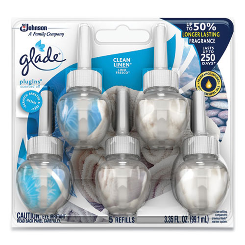 Glade® Plugins Scented Oil Refill, Clean Linen, 0.67 oz, 5/Pack