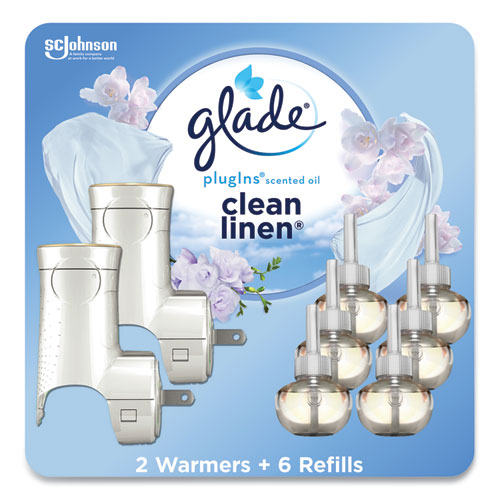 Image of Plugin Scented Oil, Clean Linen, 0.67 oz, 2 Warmers and 6 Refills/Pack
