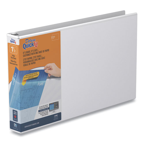 QuickFit Ledger D-Ring View Binder, 3 Rings, 1.5" Capacity, 11 x 17, White