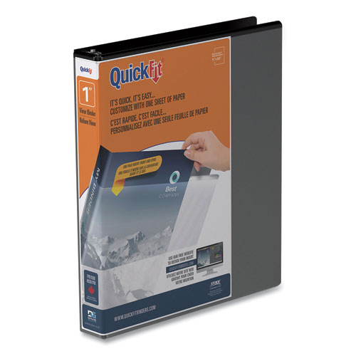 Image of QuickFit D-Ring View Binder, 3 Rings, 1" Capacity, 11 x 8.5, Black
