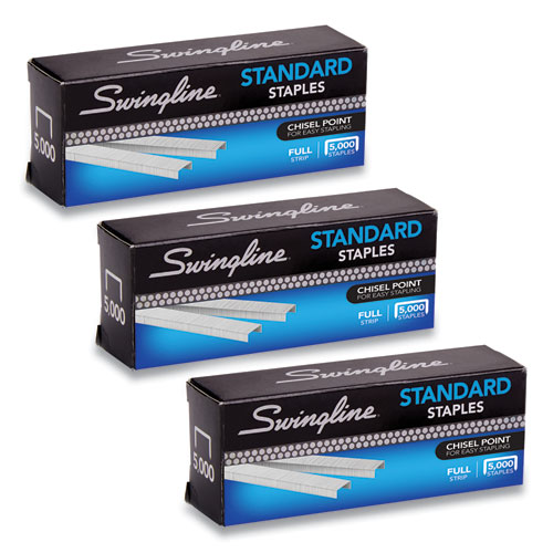 Swingline® S.F. 1 Standard Staples, 0.25" Leg, 0.5" Crown, Steel, 5,000/Box, 3 Boxes/Pack