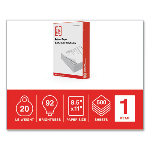 Image of Tru Red™ Printer Paper, 92 Bright, 20 Lb Bond Weight, 8.5 X 11, 500 Sheets/Ream