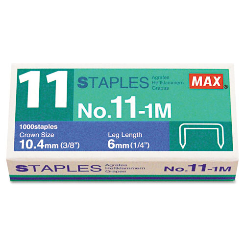 No. 11 Mini Staples, 0.25" Leg, 0.38" Crown, Steel, 1,000/Box | by Plexsupply