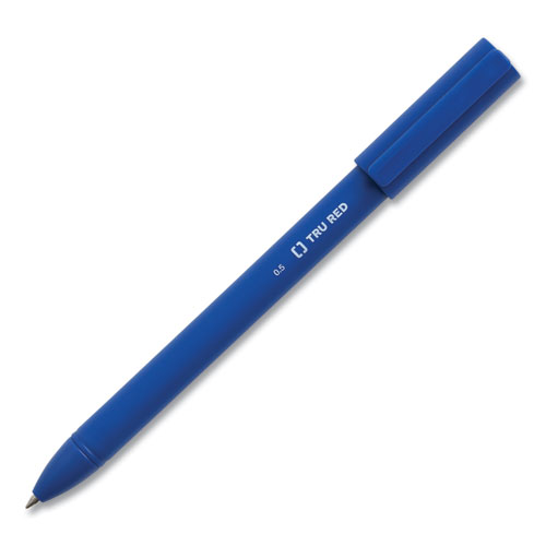 Image of Tru Red™ Quick Dry Gel Pen, Stick, Fine 0.5 Mm, Blue Ink, Blue Barrel, 5/Pack