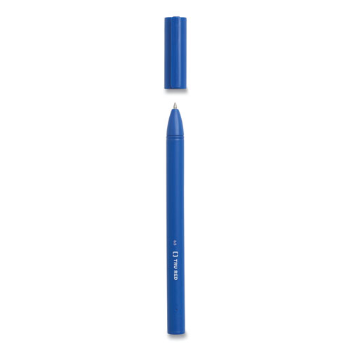 Image of Tru Red™ Quick Dry Gel Pen, Stick, Fine 0.5 Mm, Blue Ink, Blue Barrel, 5/Pack
