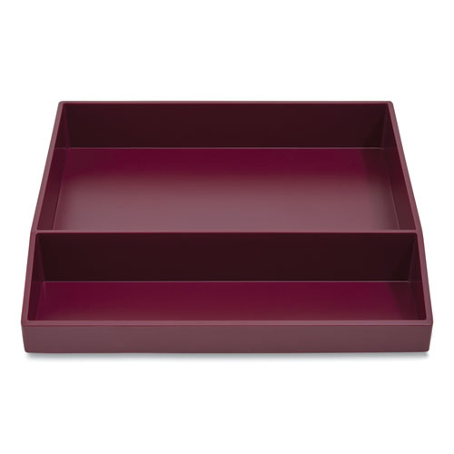 Tru Red™ Divided Stackable Plastic Tray, 2 Compartments, 9.44 X 9.84 X 1.77, Purple