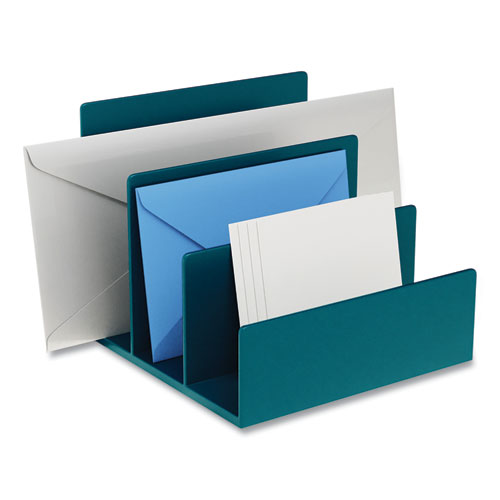 Plastic Incline Mail Sorter, 3 Sections, Letter Size Files, 6.3 x 6.3 x 5.5, Teal