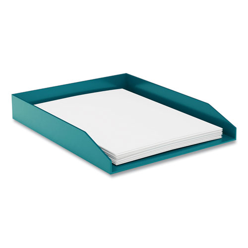 TRU RED™ Front-Load Stackable Plastic Document Tray, 1 Section, Letter Size Files, 9.8 x 12.24 x 1.75, Teal