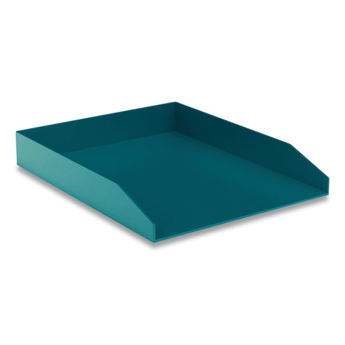 Image of Front-Load Stackable Plastic Document Tray, 1 Section, Letter Size Files, 9.8 x 12.24 x 1.75, Teal