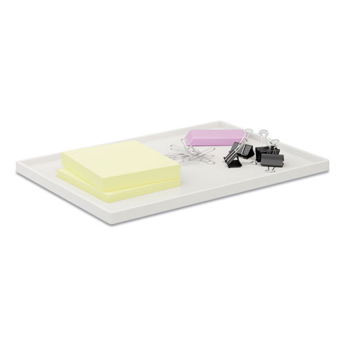 Slim Stackable Plastic Tray, 6.85 x 9.88 x 0.47, White