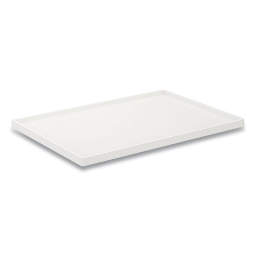 Image of Tru Red™ Slim Stackable Plastic Tray, 6.85 X 9.88 X 0.47, White