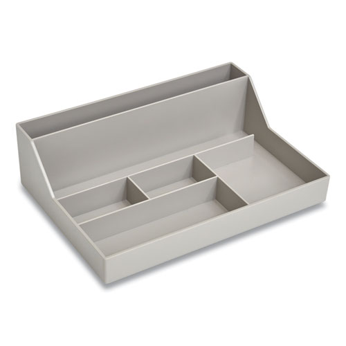 Plastic Desktop Organizer, 6 Compartments, 6.81 x 9.84 x 2.75, Gray