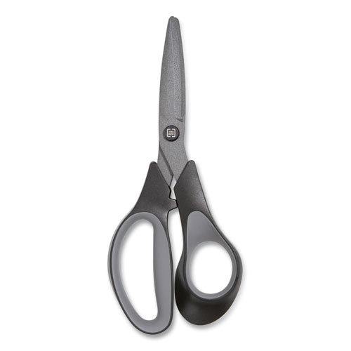 Image of Tru Red™ Non-Stick Titanium-Coated Scissors, 7" Long, 2.88" Cut Length, Gun-Metal Gray Blades, Black/Gray Straight Handle