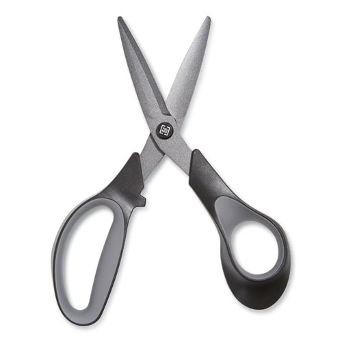 Non-Stick Titanium-Coated Scissors, 7" Long, 2.88" Cut Length, Gun-Metal Gray Blades, Black/Gray Straight Handle