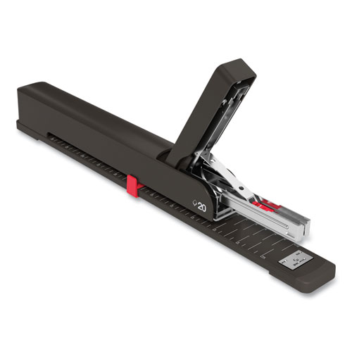 Long Reach Stapler, 20-Sheet Capacity, 12" Throat, Black