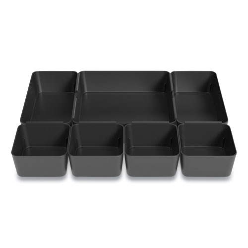 Image of Ten-Compartment Plastic Drawer Organizer, 7.83 x 8.19 x 5.35, Black