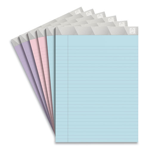 Notepads, Wide/Legal Rule, 50 Assorted Pastel-Color 8.5 x 11.75 Sheets, 6/Pack