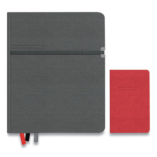 Image of Tru Red™ Large Mastery Journal With Pockets, 1-Subject, Narrow Rule, Charcoal/Red Cover, (192) 10 X 8 Sheets