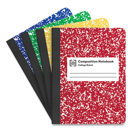 Composition Notebook, Medium/College Rule, Assorted Marble Cover, (100) 9.75 x 7.5 Sheets, 4/Pack