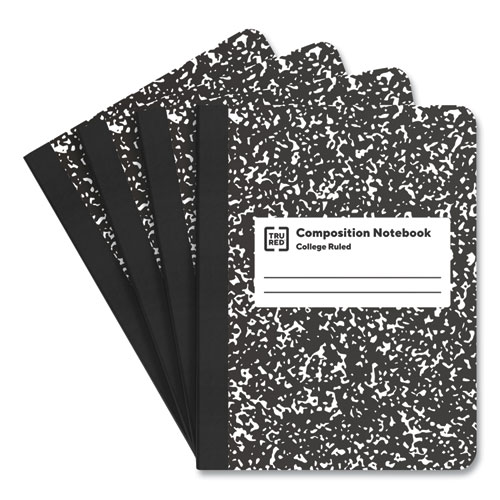 Image of Composition Notebook, Medium/College Rule, Black Marble Cover, (100) 9.75 x 7.5 Sheets, 4/Pack