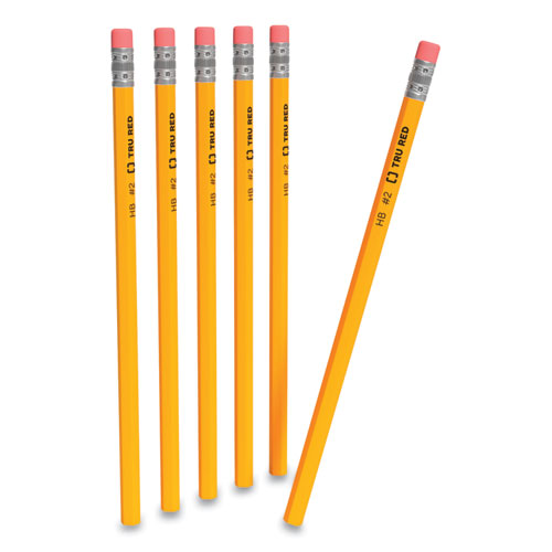 TRU RED™ Wooden Pencil, HB (#2), Black Lead, Yellow Barrel, Dozen