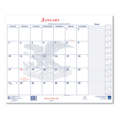 7510016648789 Calendar Blotter, 22 x 18, White Sheets, 13-Month (Jan to Jan): 2023 to 2024