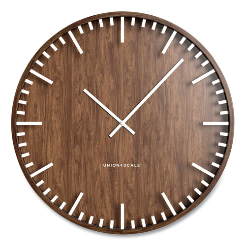 Essentials Round Wood Wall Clock, 15.7 Overall Diameter, Espresso Brown Case, 1 AA (sold separately)