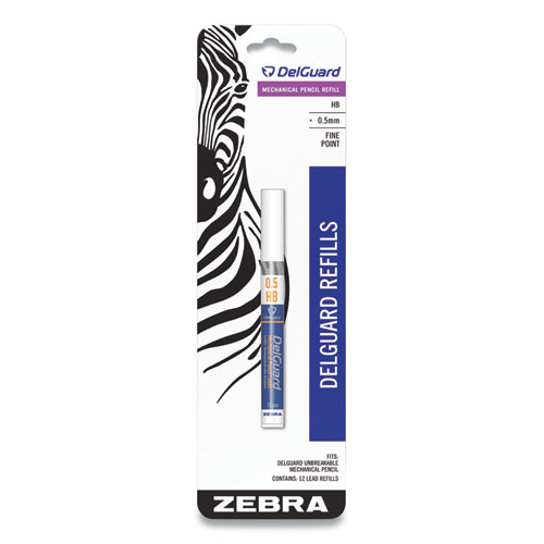 Zebra® Delguard #2 Mechanical Pencil Lead Refill, 0.5 Mm, Hb, Black, 12/Tube